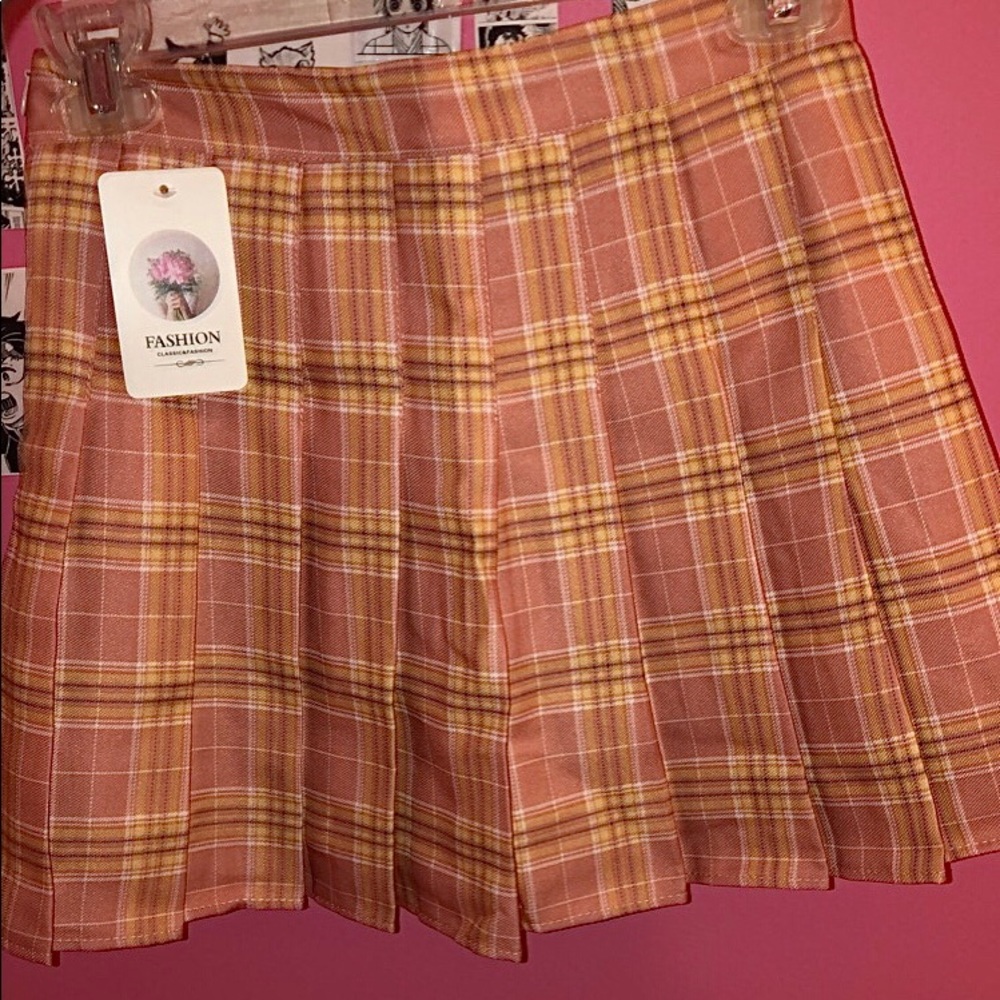 Pink Plaid Skirt